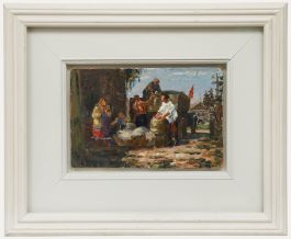 Attrib. Ivan Aleksandrovich Koslov (b.1920) - 1956 Oil, Gathering Potatoes