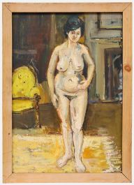 Frederick England (b.1939) - Framed Mid 20th Century Oil, Ann & The Yellow Chair