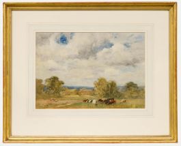 Robert W. Little (1854-1944) - Watercolour, Cattle in a Meadow
