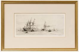 William Lionel Wyllie (1851-1931) - Framed Etching, Two Merchant Ships