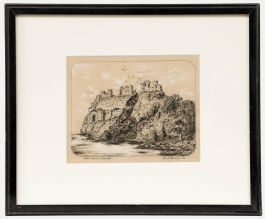 Alex G. Thomson - Framed Mid 19th Century Charcoal Drawing, Chateau Gaillard