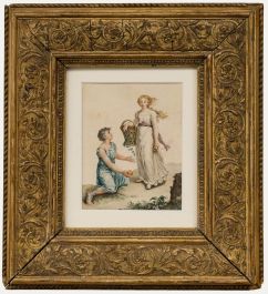Framed Early 19th Century Watercolour - Atalanta and the Golden Apples