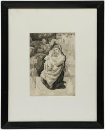 After Pauline Auzou (1775-1835) - Framed Watercolour, Daria (Maternal Fear)