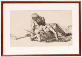 After Pierre Puvis de Chavannes (1824-1898) - Lithograph, Two Reapers Sitting