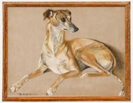 Attrib. David Denyer - Framed Mid 20th Century Pastel, Pauline The Whippet