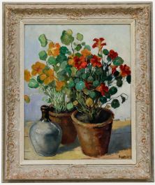 Framed Mid 20th Century Oil - Nasturtiums