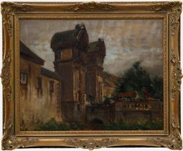 Framed Early 20th Century Oil - Parade at the Old Town Gate