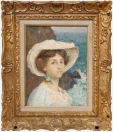 Claude Marks (act. 1899-1915) - Early 20th Century Oil, Portrait by the Cliffs
