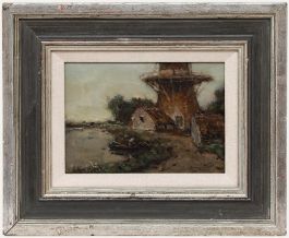 Dutch School Early 20th Century Oil - Stopping by the Mill