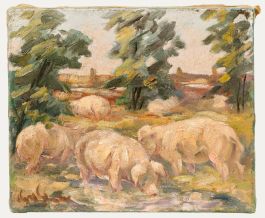 Kurt Glauber (1886-1963) - Mid 20th Century Oil, Pigs Rooting