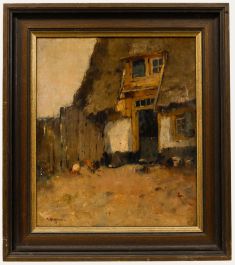 Anthony Bram van Bloppoel (1879-1971) - Oil, Chickens in a Farmyard