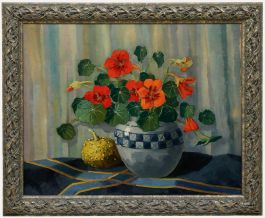 Mid 20th Century Oil - Still Life with Nasturtium