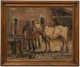Victor Fermeuse (1894-1963) - Early 20th Century Oil, Blinkered and Harnessed