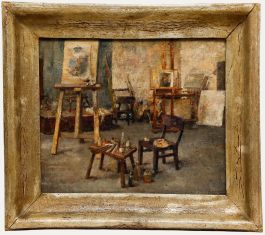 Framed 1944 Oil - The Artist's Studio