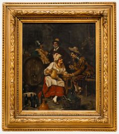 A. Mazolleno - Italian School Late 19th Century Oil, Old Wine and Young Love