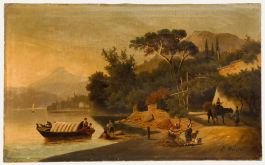 F. Heine after Carl Hasch (1834-1897) - 19th Century Oil, View of Lake Garda
