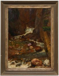 Theodor Grätz (1859-1947) - Framed Mid 20th Century Oil, Stream in the Forest