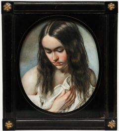 Framed Late 19th Century Watercolour - Portrait of a Young Woman
