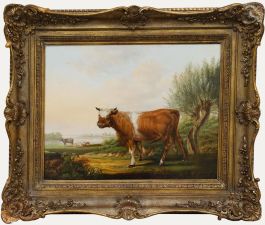 Albertus Verhoesen - Mid 19th Century Oil, Ox in the Countryside
