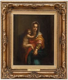 After Andrea Del Sarto (1486-1530)- Framed 19th Century Oil, Madonna Delle Arpie