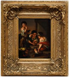 After Bartolome Esteban Murillo - 19th Century Oil, Boys Playing Dice
