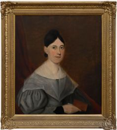 American School Framed 19th Century Oil - Portrait of a Lady with Bible