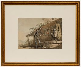 Attrib. John Augustus Atkinson - Watercolour, Don Quixote Outside the Inn