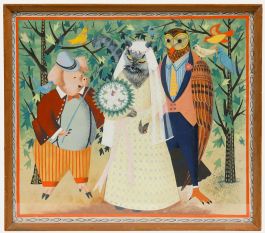 Framed Mid 20th Century Gouache - The Owl and the Pussy-Cat