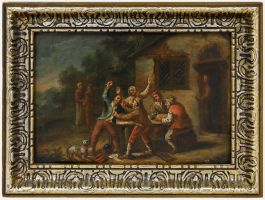 18th Century Oil - Tavern Quarrel