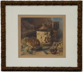 Mary Margetts (fl.1841-1886) - Framed Watercolour, A Tankard with Flowers