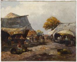 Karl Kaufmann - Late 19th Century Oil, Market Day