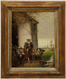 Fritz Beinke (1842-1907) - Late 19th Century Oil, Departure of the Shepherd