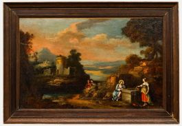 18th Century Oil - Christ and the Samaritan Woman