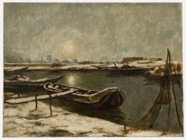 Wilhelm Schmidt (1878-1958) - Early 20th Century Oil, Winter on the Lower Rhine