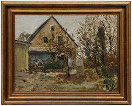 Attrib. Johannes Hänsch (1875-1945) - Oil, Suburban House in Autumn