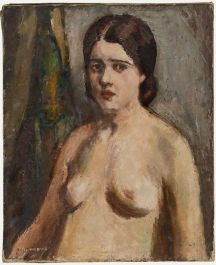 Paul Hannaux - Mid 20th Century Oil, Melancholy Nude