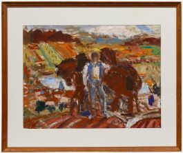 Paul Hannaux - Framer Mid 20th Century Oil, Farmer with Draught Horses
