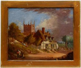 English School - 1933 Oil, View of a Rural Village