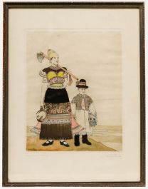 Erno Barta - Early 20th Century Etching, Hungarian Costume Study