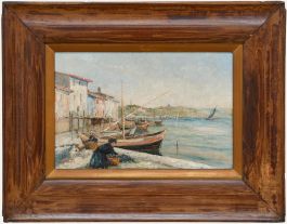 Henri Olive des Martigues - Early 20th Century Oil, Sorting the Catch