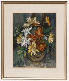 Moira Huntly - Framed 20th Century Pastel, Autumn Flowers