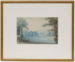 Framed 18th Century Watercolour - View of the Manor