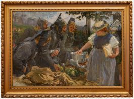 Adolf Hohenstein - Framed Turn of the Century Oil, Market Day
