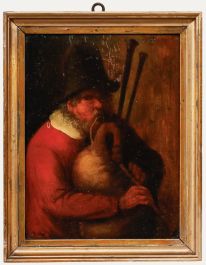 C. Wolter - 19th Century Oil, The Bagpipe Player