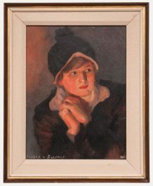 Albert Henry Collings - Early 20th Century Oil, Boy in a Knitted Hat
