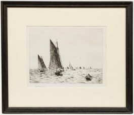 William Lionel Wyllie (1851–1931) - Etching, Fishing Boats on Hamilton Bank