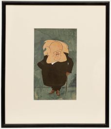 Olaf Gulbransson - Early 20th Century Mixed Media, Caricature of Henrik Ibsen