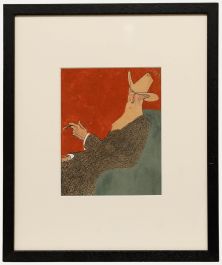 Olaf Gulbransson - Early 20th Century Mixed Media, Caricature of Reinhold Begas