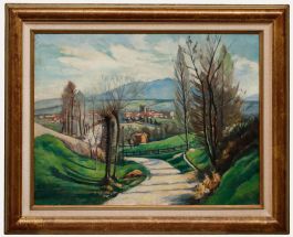G. Rousselon - Framed Mid 20th Century Oil, Road to Town