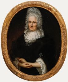 Johannes Vollevens I - 1709 Oil, Portrait of a Lady in Ruffled Lace